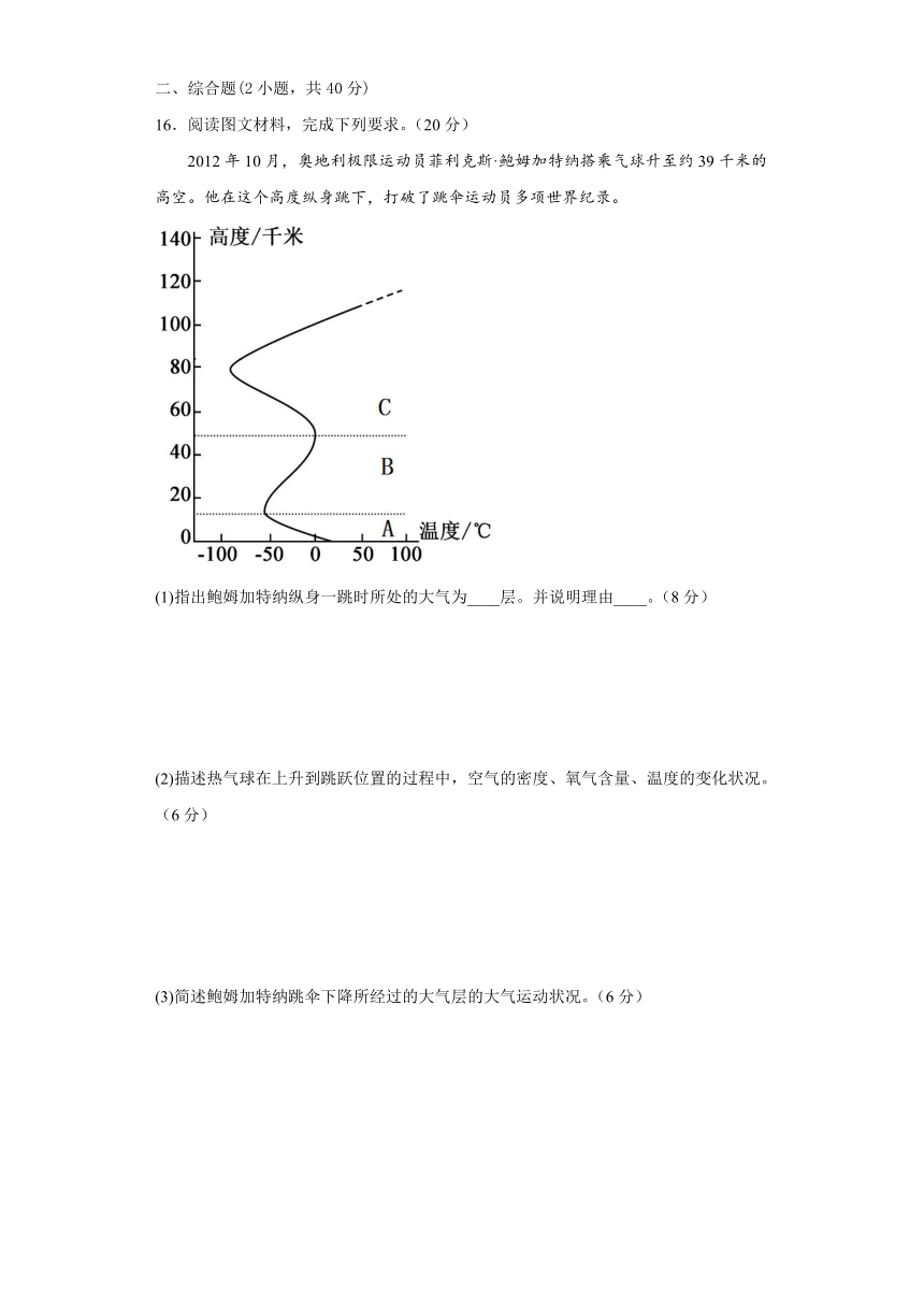 2.2 大气的组成和垂直分层 强化训练（含答案）