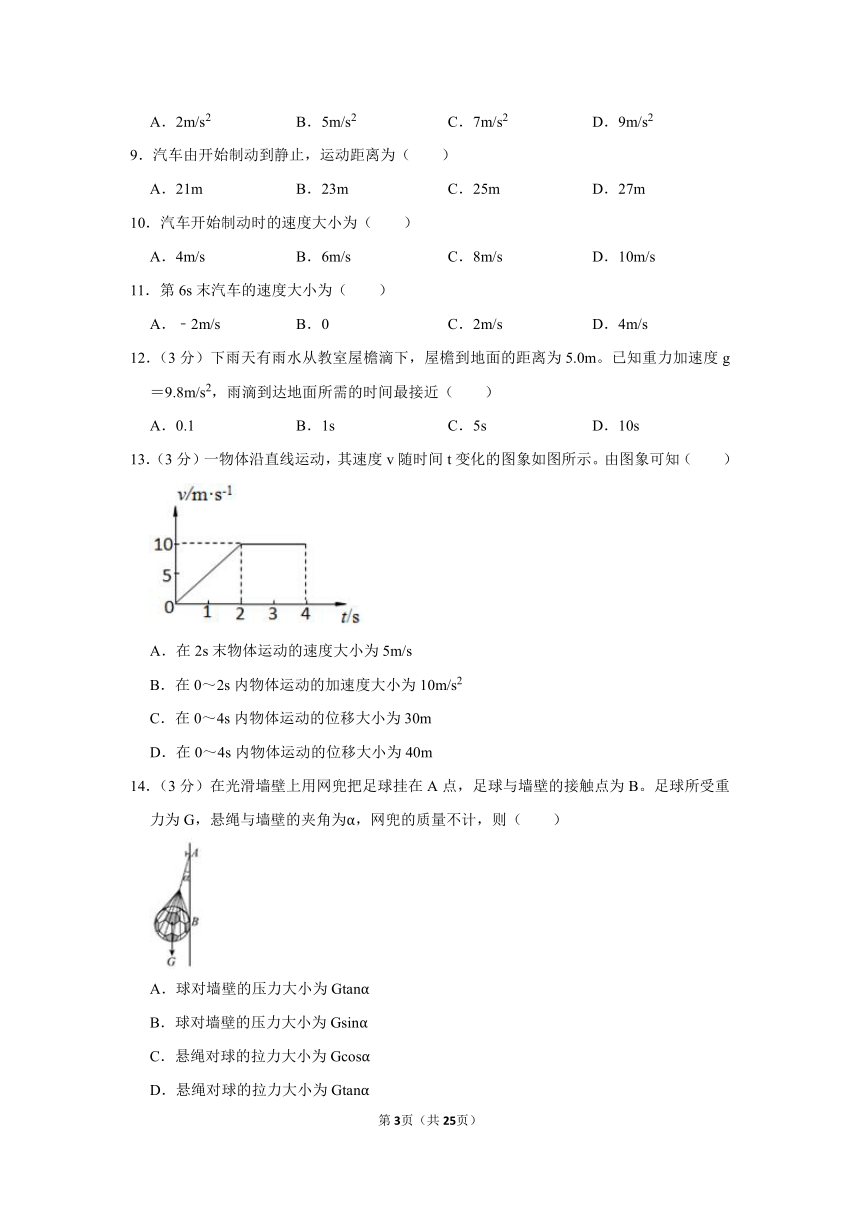 2020-2021学年北京市东城区高一（上）期末物理试卷（word版含答案）