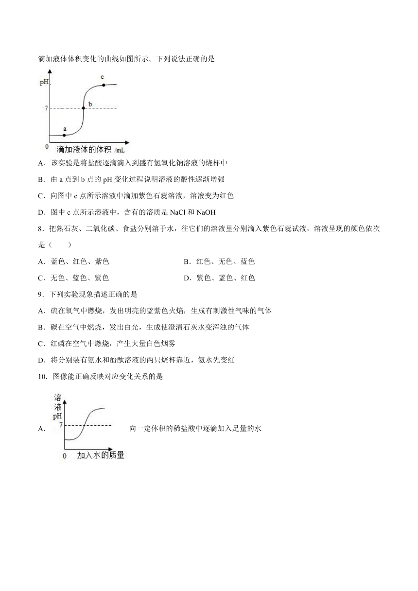 11.1对酸碱的初步认识 基础夯实（含解析）—2021_2022学年九年级化学京改版（2013）下册