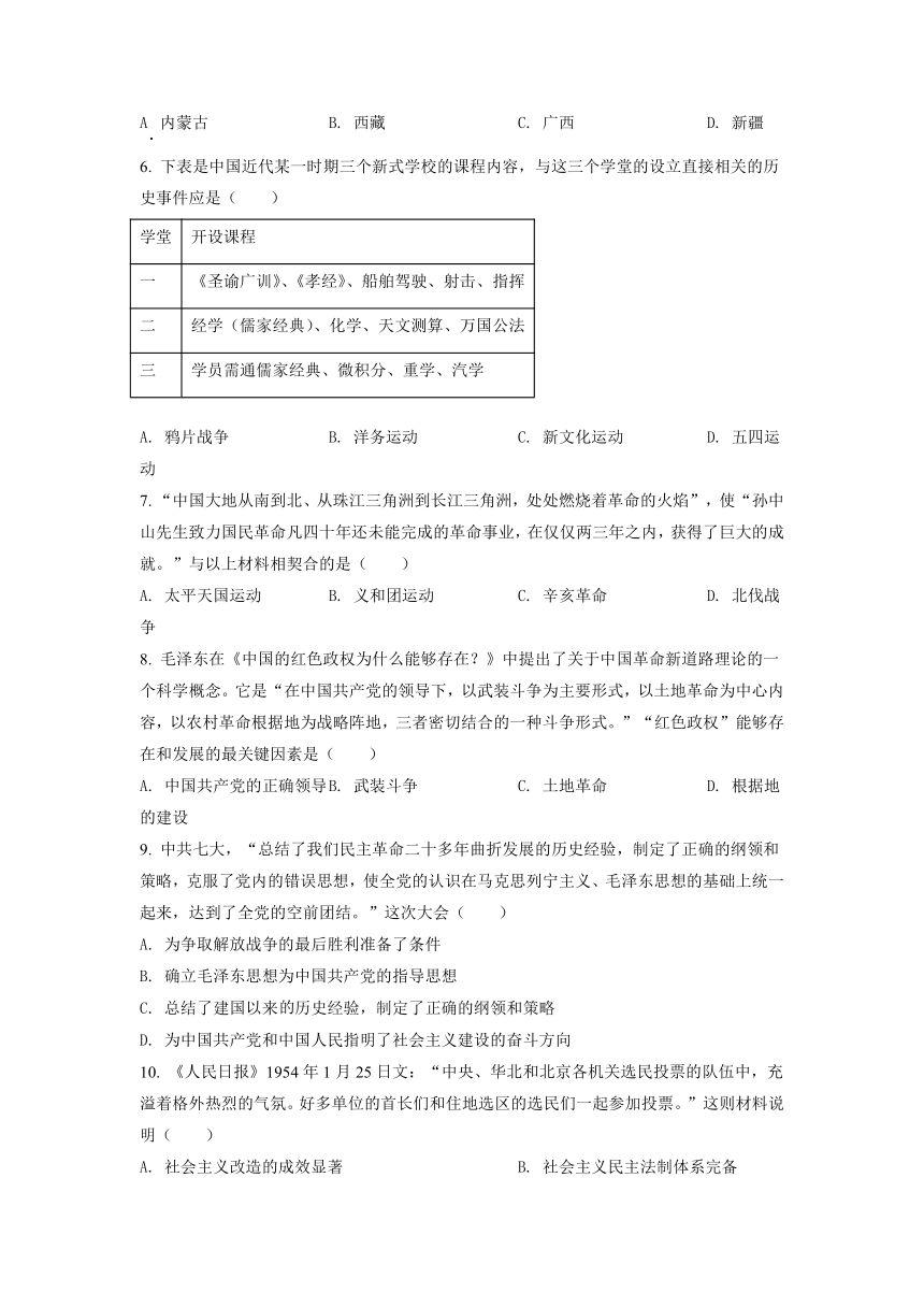 2022年内蒙古赤峰市中考历史真题（Word版，含答案）