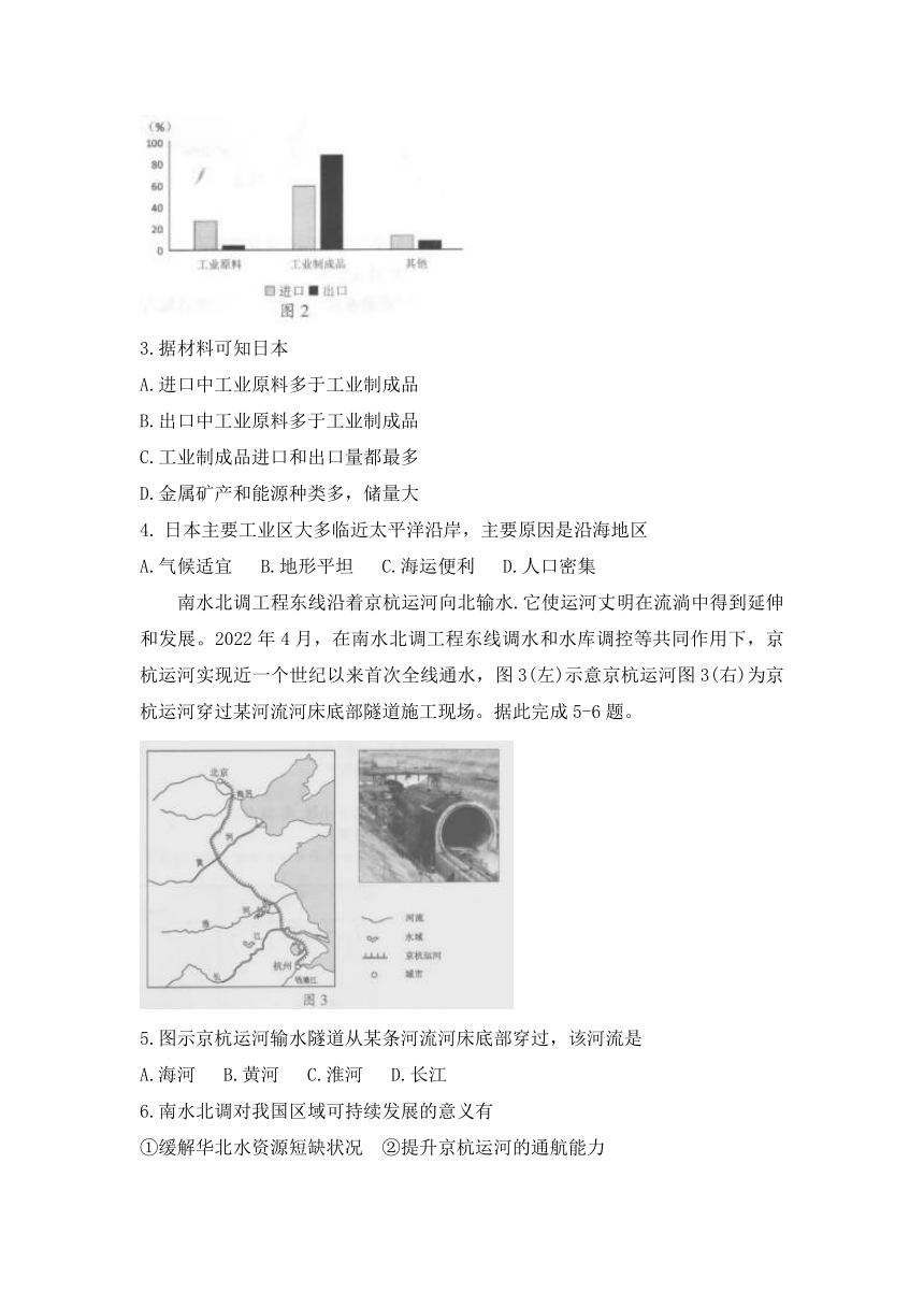 2022年安徽省中考地理真题试卷（Word，附答案）