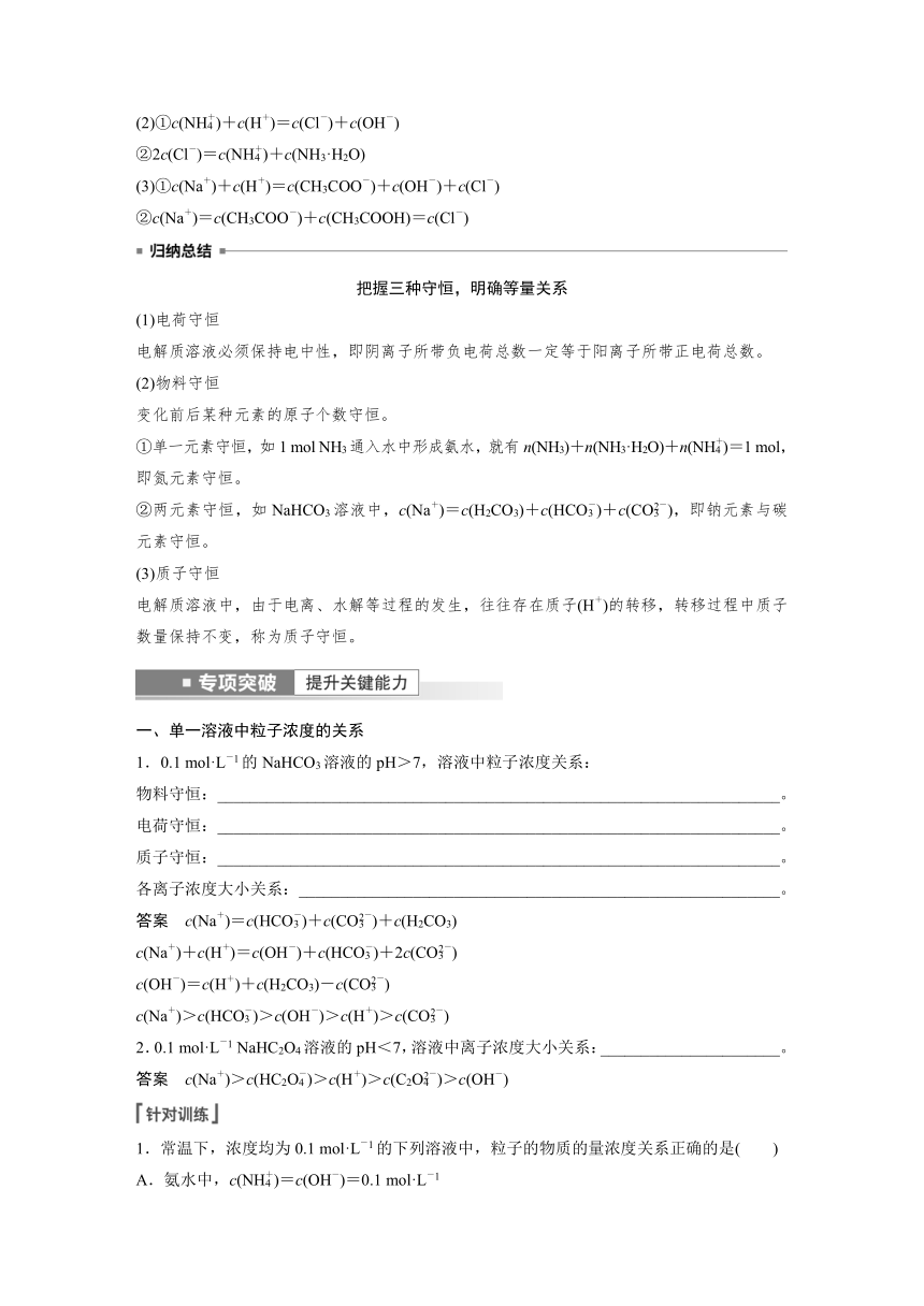 2023年江苏高考 化学大一轮复习 专题8 第三单元 第2讲　溶液中“粒子”浓度关系（学案+课时精练 word版含解析）
