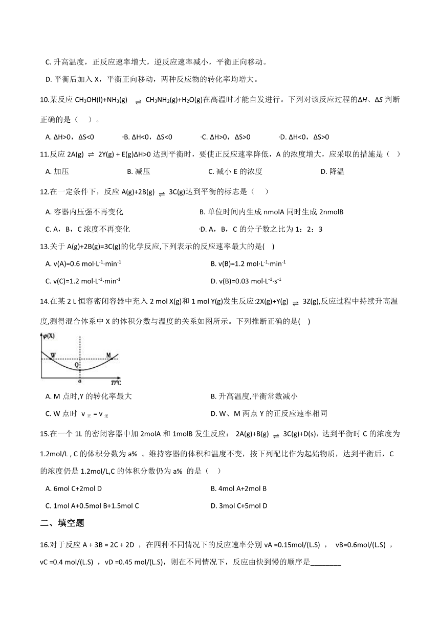 高中化学人教版（新课程标准）选修4化学反应原理第二章化学反应速率和化学平衡章节检测