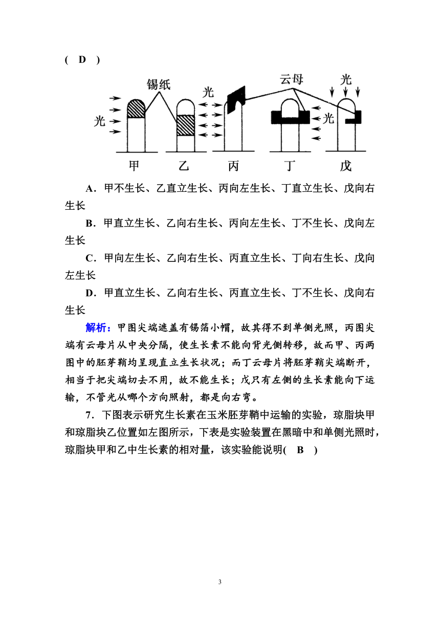 高中生物必修3课时作业：7植物生长素的发现(含解析）