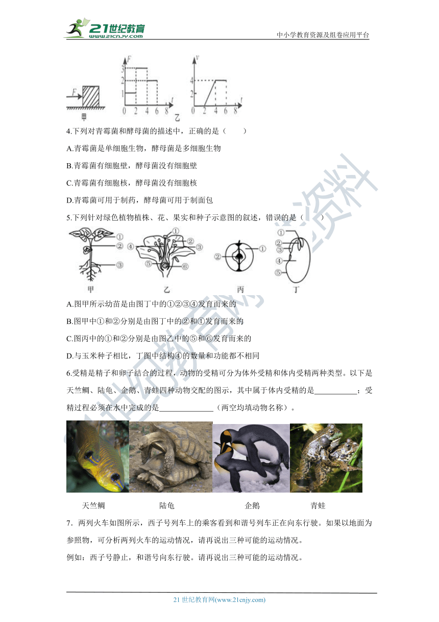 2021年浙教版七年级下册科学期末复习-提分抢先练7（含答案）