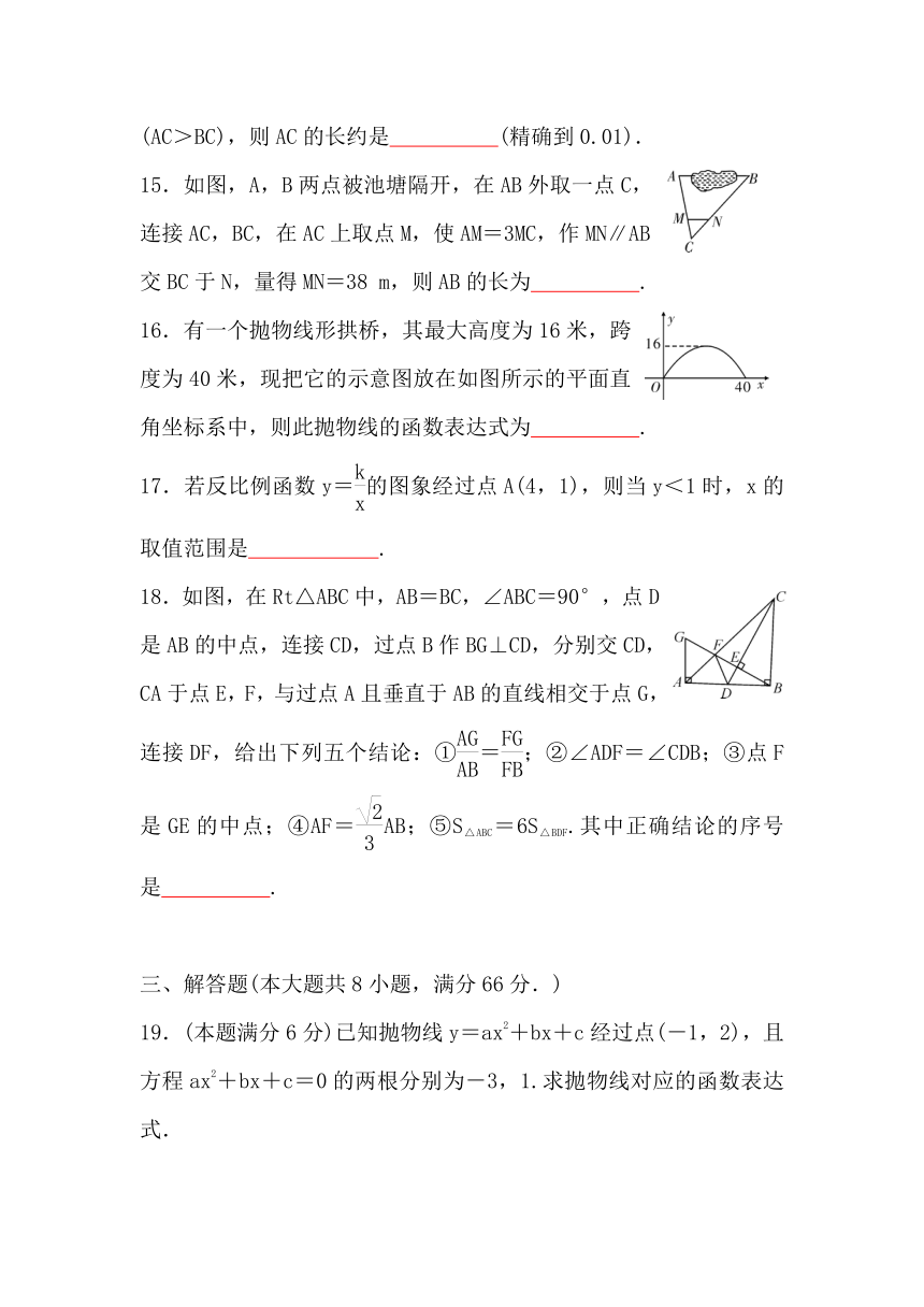 2020--2021学年沪教版　九年级数学上册期中检测题（word版含答案）