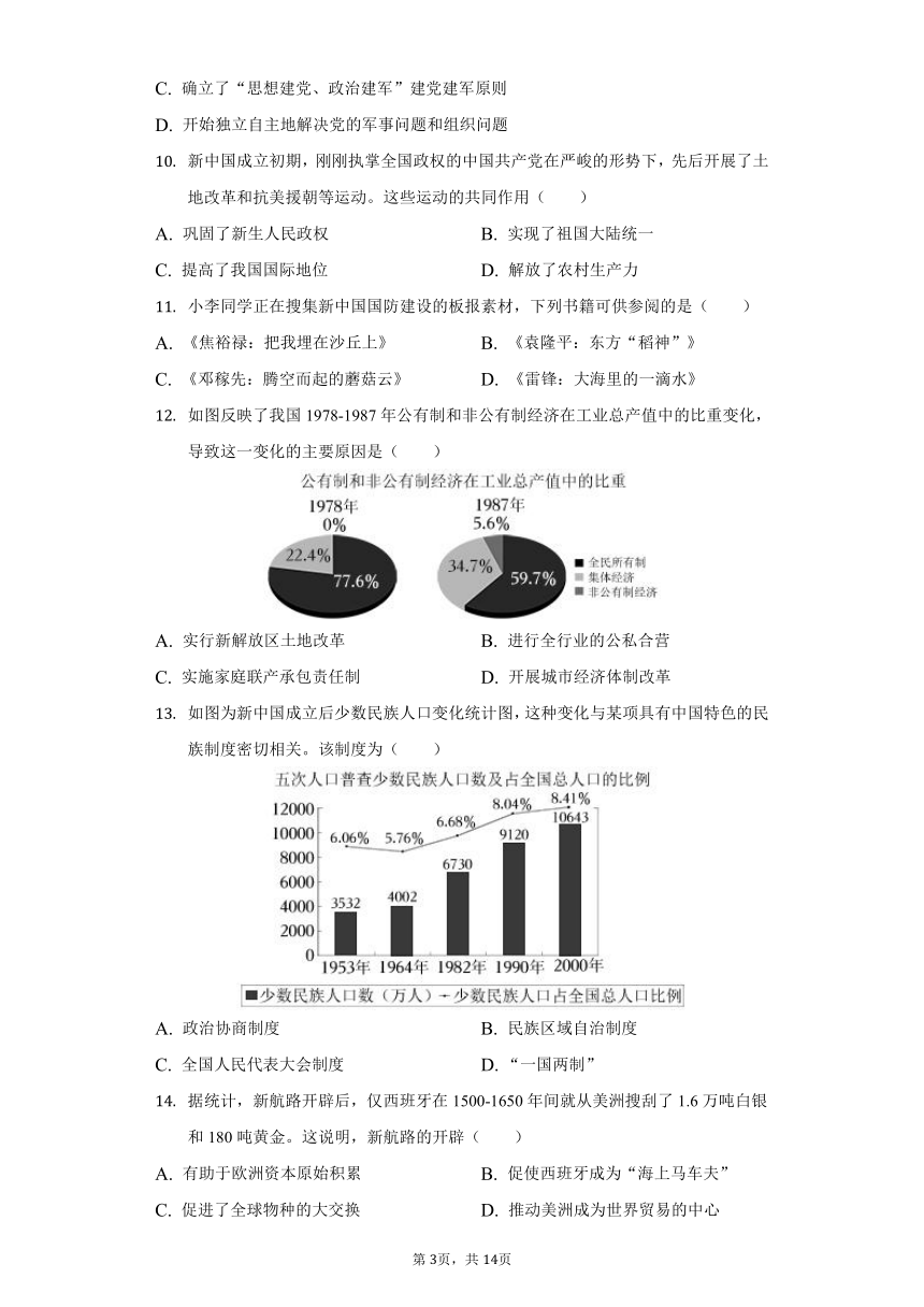 2022年四川省自贡市中考历史试卷（Word版，含解析）