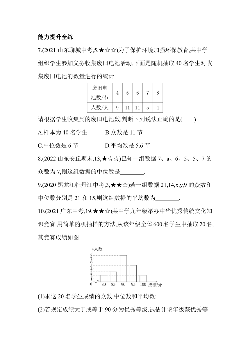 青岛版数学八年级上册4.3 众数同步练习（含解析）