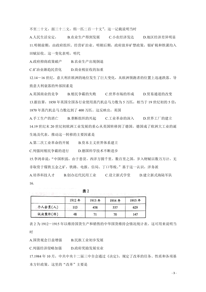 2021-2022学年河南省焦作市普通高中高二上学期定位考试 历史（word版，含答案）