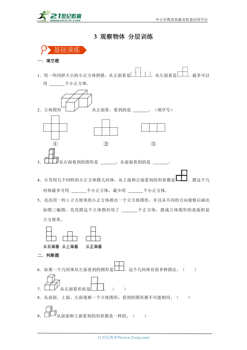 北师大版六上3 观察物体 分层训练（含答案）