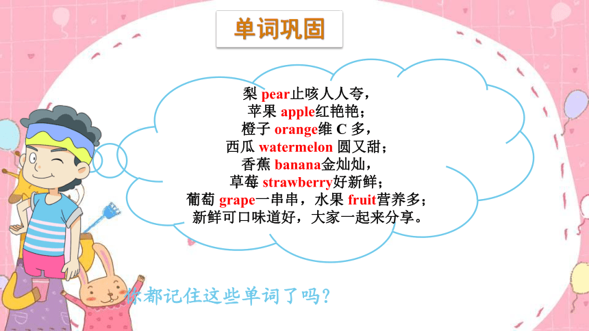 Unit 5 Do you like pears？ Part B Start to read & Let's check & Let's sing课件（共12张PPT）