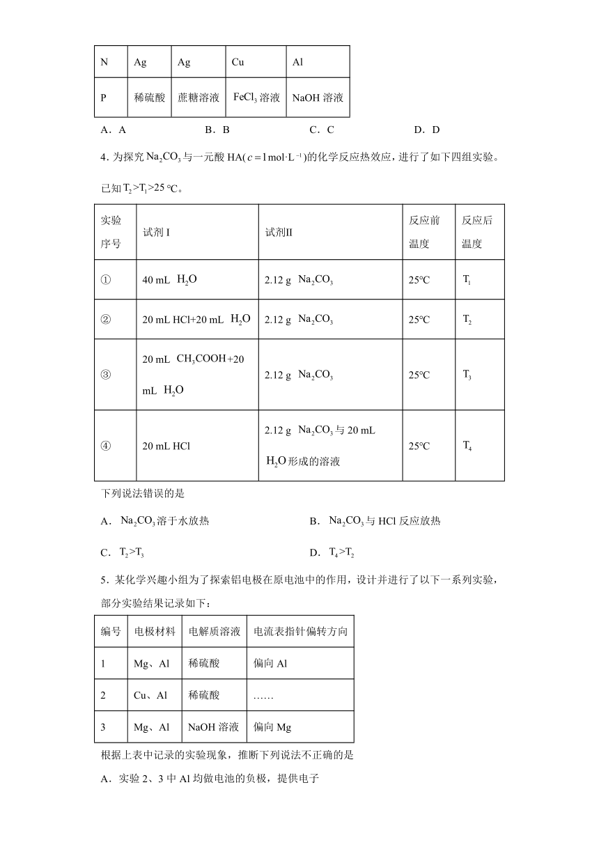 第六章化学反应与能量单元测试（含解析）2022-2023学年下学期高一化学人教版（2019）必修第二册