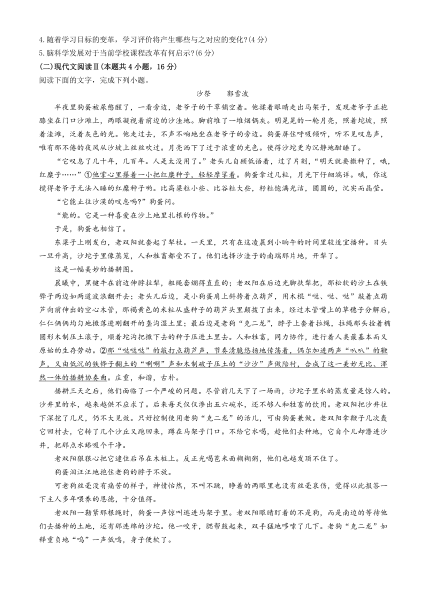 浙江省绍兴市2024届高三4月高考适应性考试（二模）语文试卷（含答案）