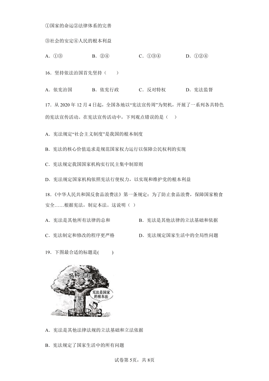 2.1 坚持依宪治国 课时训练（含答案）