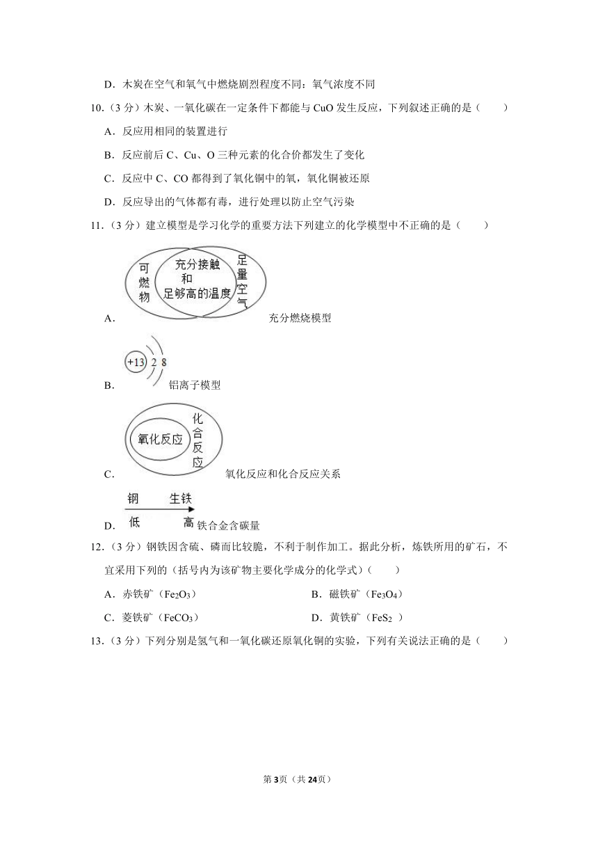 6.3 金属矿物与冶炼同步练习-2021-2022学年九年级化学科粤版（2012）下册（word版 含解析）