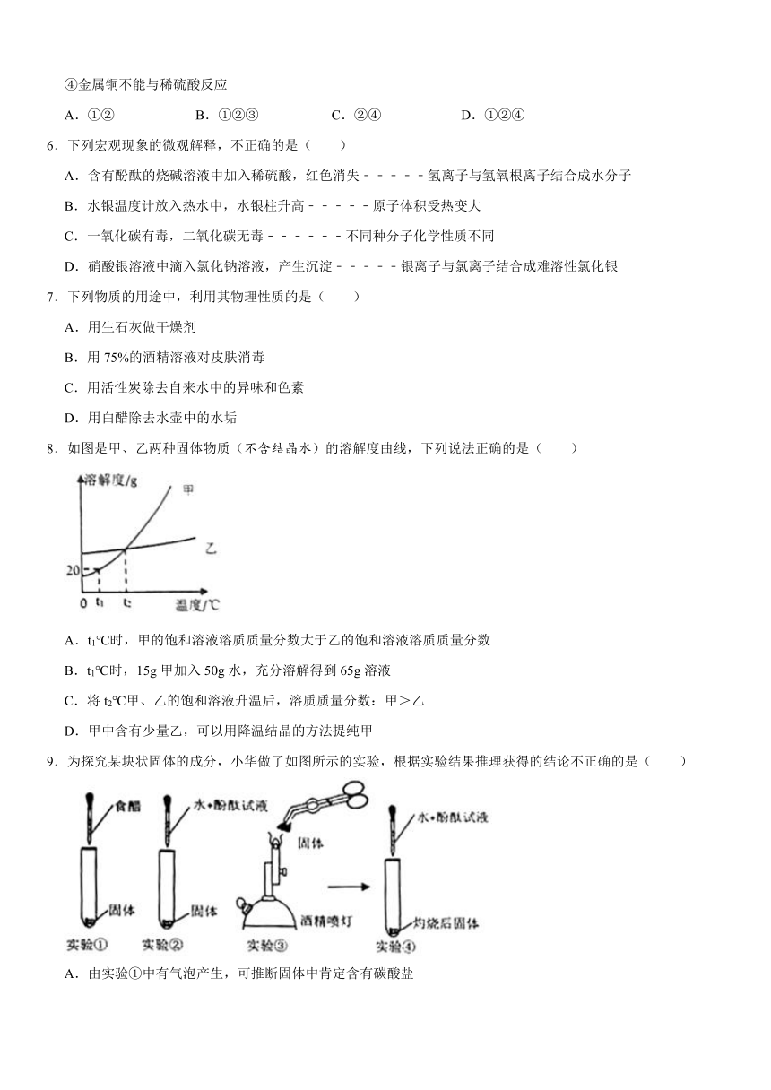 2021年山东省威海市中考化学真题试卷（含答案解析）