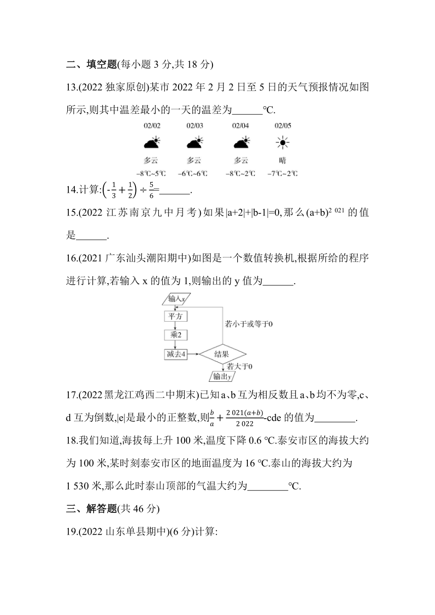 青岛版七年级上册数学第3章  有理数的运算素养综合检测试卷（含解析）
