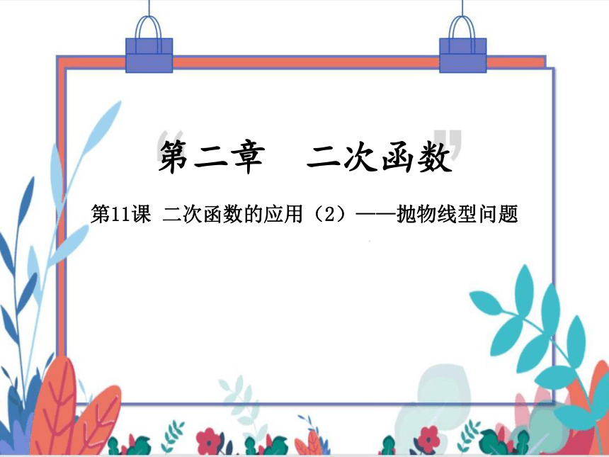 【北师大版】数学九(下) 2.4.2 二次函数的应用（2）——抛物线型问题 同步练习本（课件版）