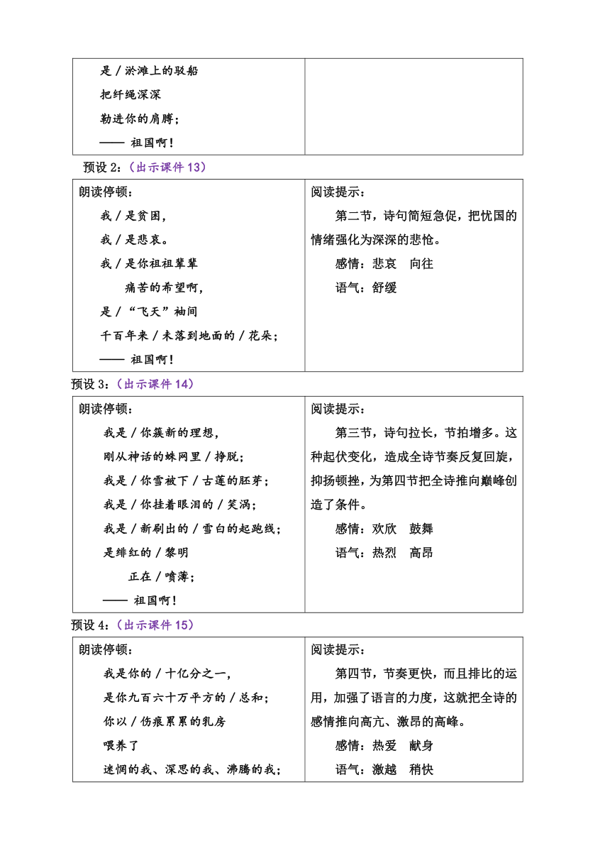 部编版语文九年级下册 1 祖国啊，我亲爱的祖国 教案