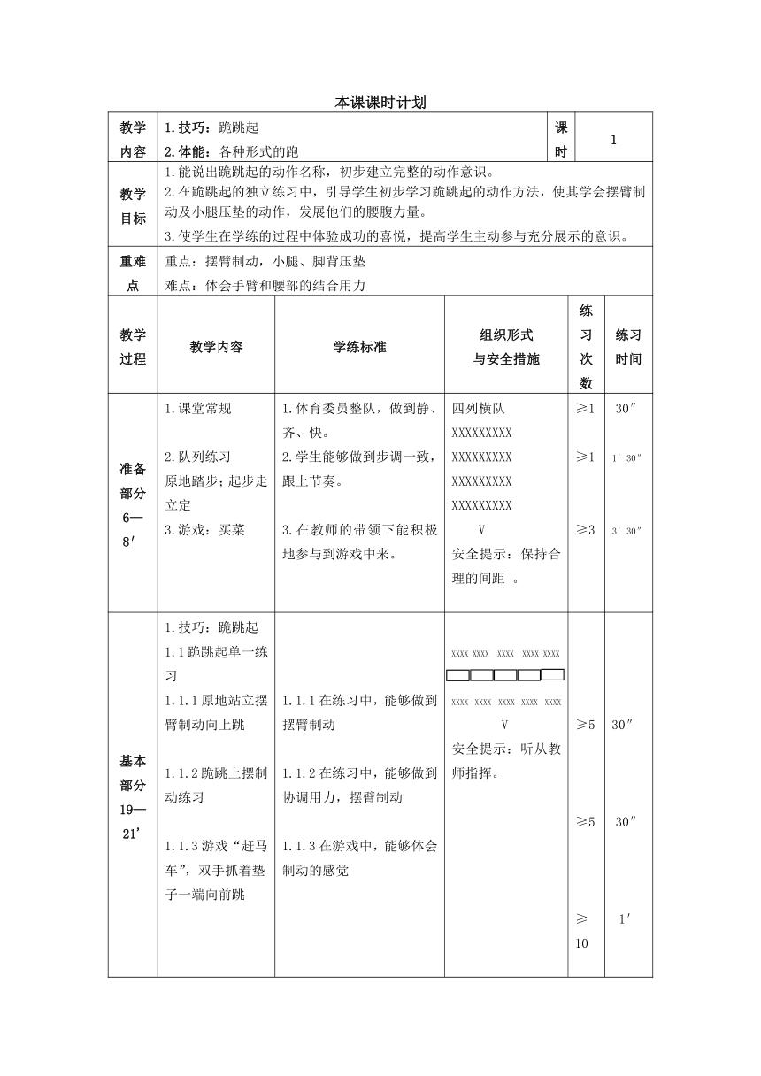 体育与健康 四年级-跪跳起教学教案