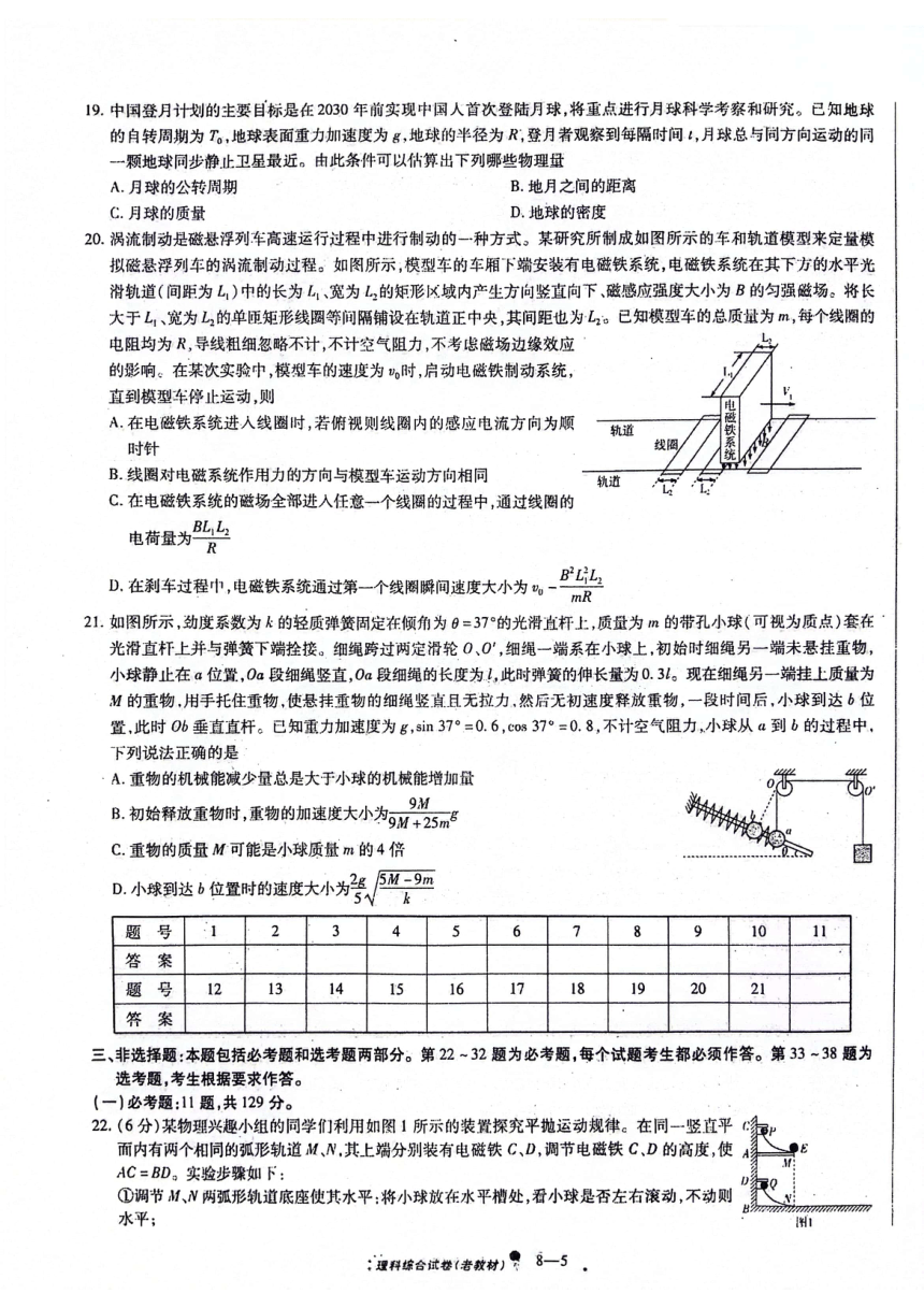 2024届陕西省安康市高新中学、安康中学高新分校高三下学期4月联考模拟预测理综试题（PDF版无答案）