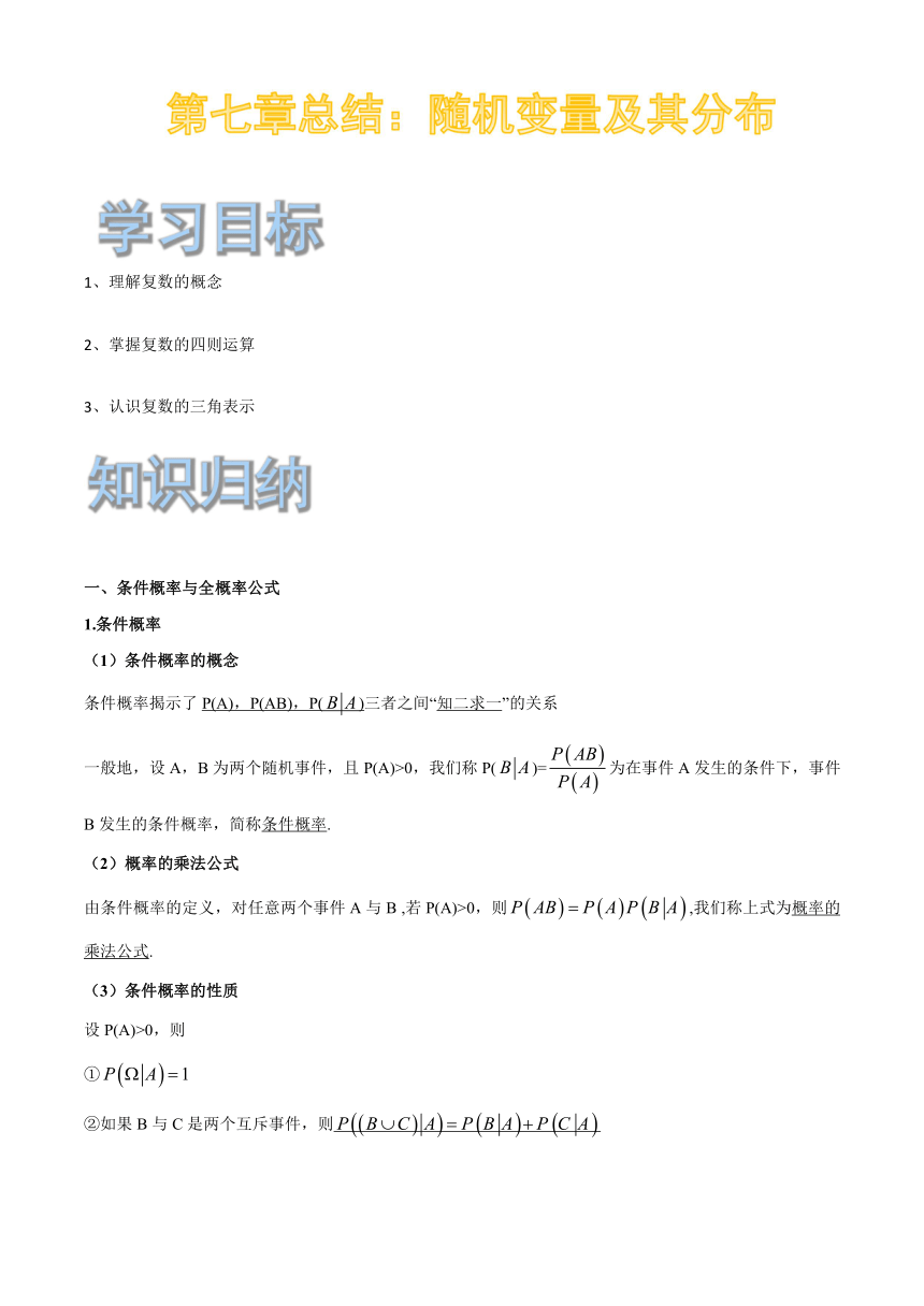 （机构适用）第7章随机变量与全概率公式总结-【新教材】2020-2021学年人教A版（2019）高中数学选择性必修第三册学案（Word含答案）