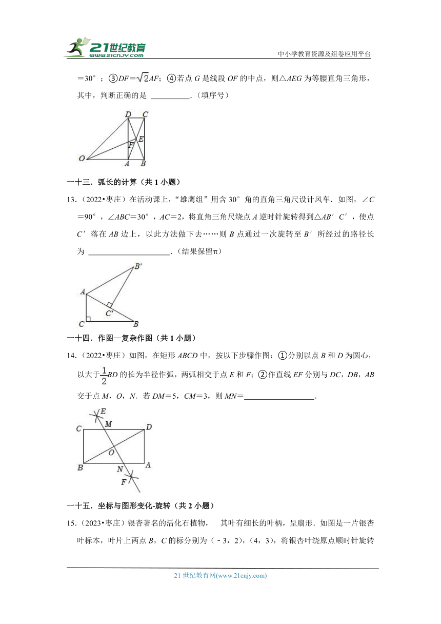 山东省枣庄市2021-2023三年中考数学真题分类汇编-02填空题知识点分类（含解析）