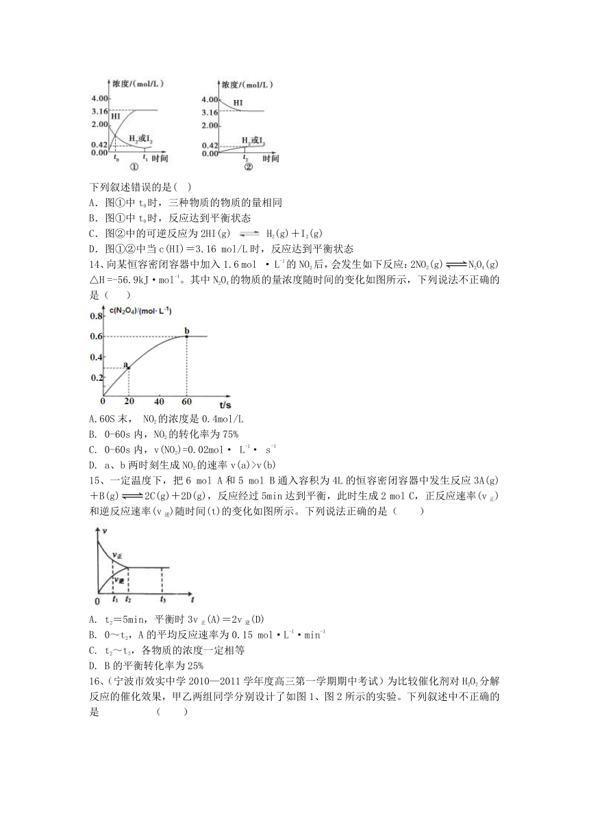 吉林省长春市清蒲高中校2020-2021学年高二上学期期中考试化学试题（Word版含答案）