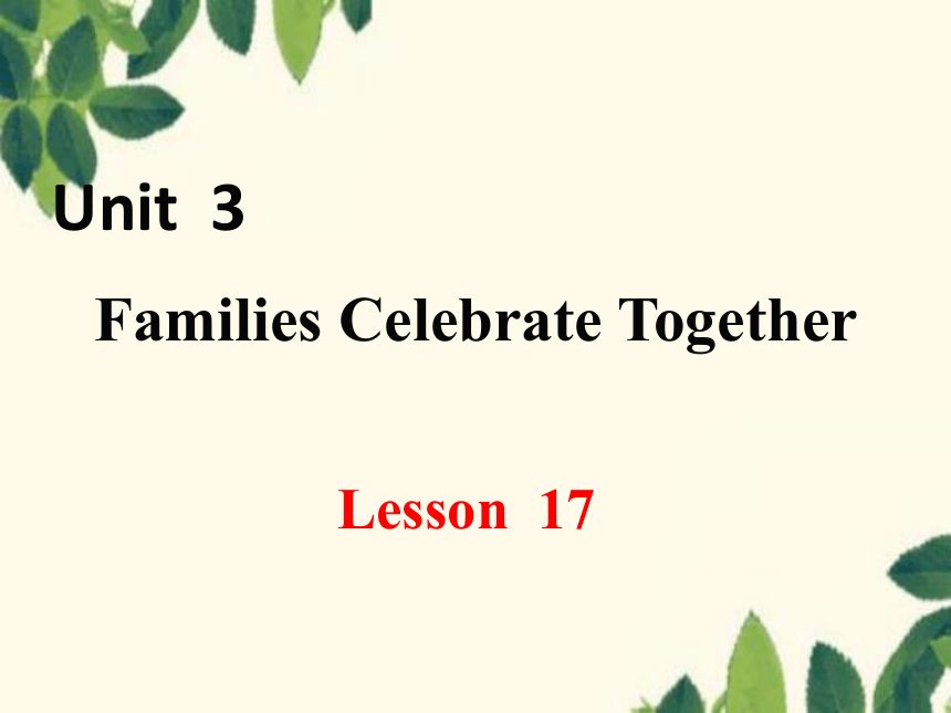 Unit 3 Families Celebrate Together-Lesson 17 Presents from Canada!课件(共20张PPT)