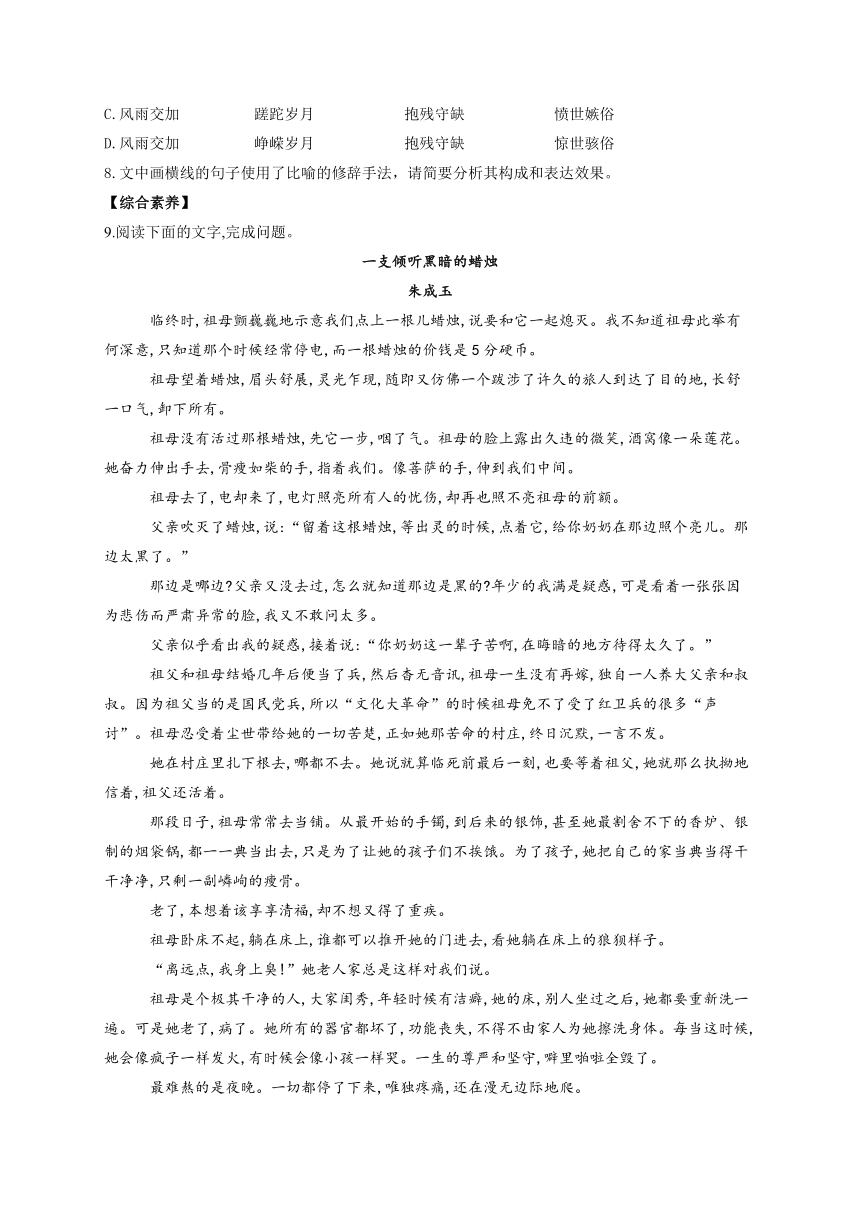 2.1 立在地球边上放号 课时练习（含答案）——2023-2024学年高一语文人教统编版必修上册