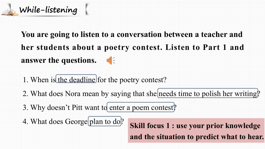 人教版（2019）选择性必修 第三册Unit 5 Poems Using Language(1)—Listening and Speaking  课件(共25张PPT)