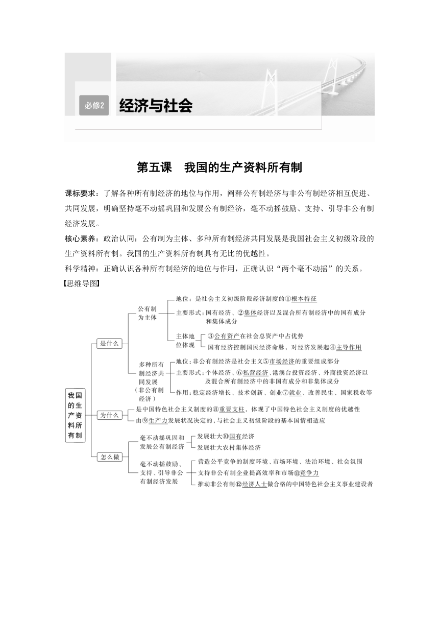 2023年江苏高考思想政治大一轮复习必修2 第五课 我国的生产资料所有制学案