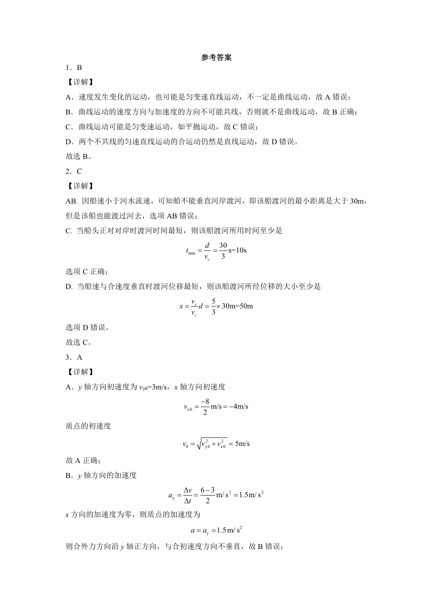 1.2运动的合成与分解 课时作业（Word版含答案）