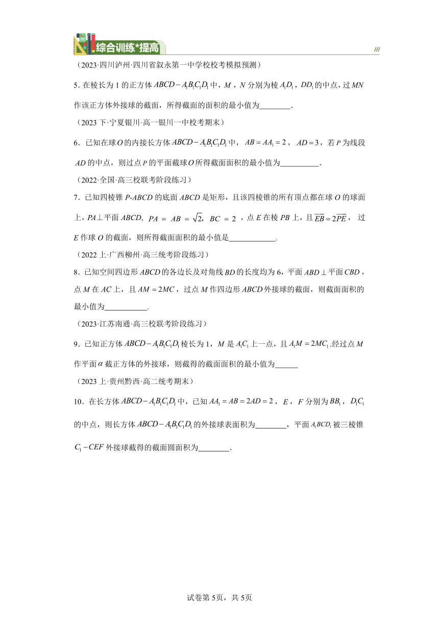 第七章立体几何与空间向量专题12立体几何截面最值问题 学案（含解析） 2024年高考数学复习 每日一题之一题多解