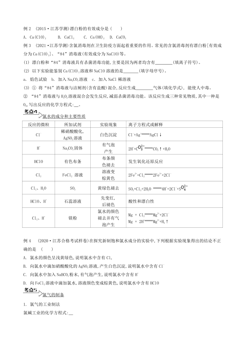 2023年江苏合格考考点各个击破 课时8　氯及其化合物（含答案）