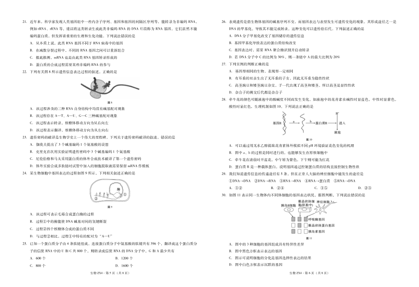 云南省镇雄县第四高中2020-2021学年高一下学期6月第二次月考生物试题 PDF版含解析