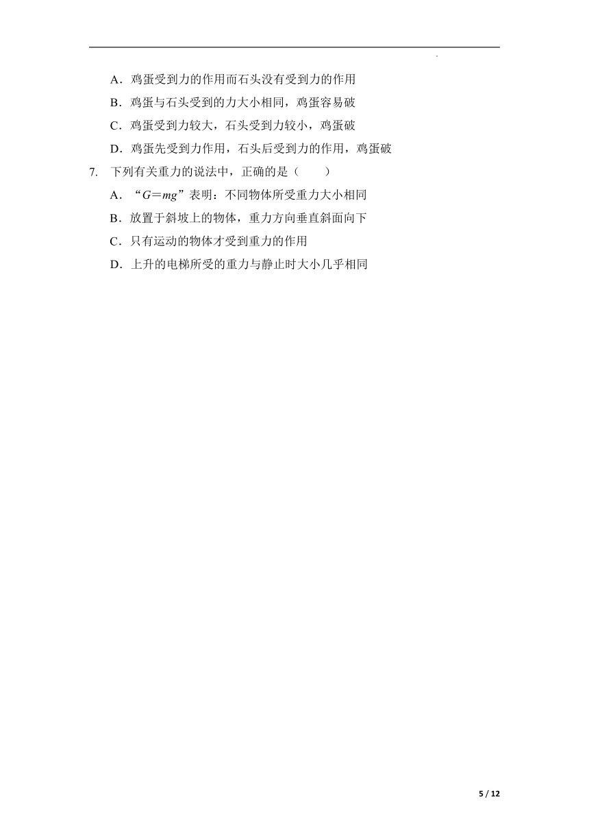 第一讲力、重力、弹力  复习学案  2021-2022学年人教版物理八年级下册（无答案）