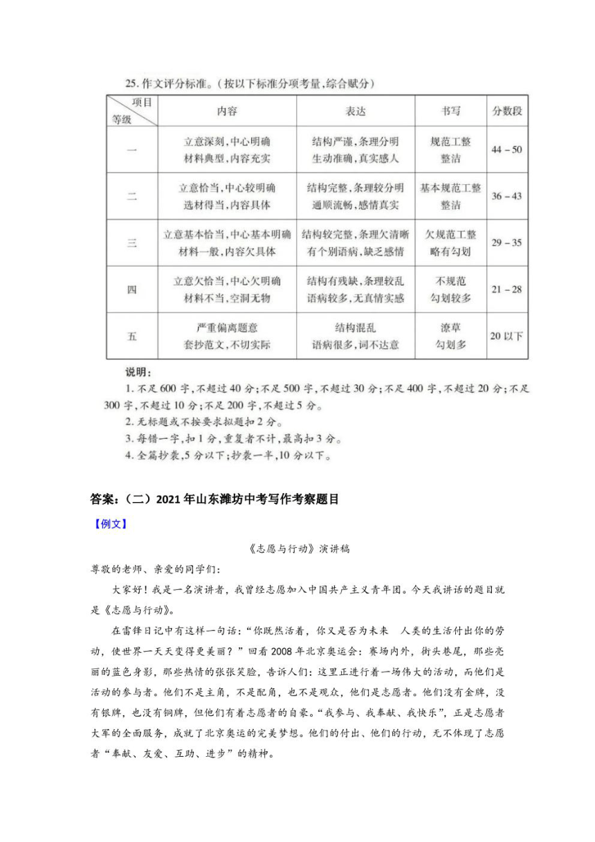 06 写作考查-【考前练真题】备战2023年中考语文五年真题集中训练（山东潍坊地区专用）（pdf版含解析）