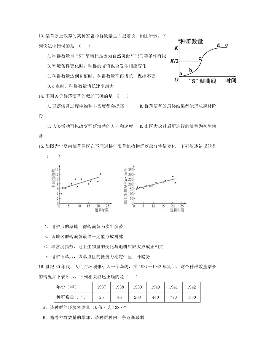 江苏省淮安市涟水县第一中学2020-2021学年高二下学期3月第一次阶段检测生物试题 Word版含答案