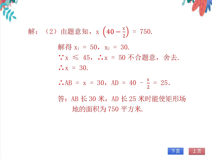 【北师大版】数学九(上) 2.3.3 利用一元二次方程解决面积问题 同步练习本（课件版）
