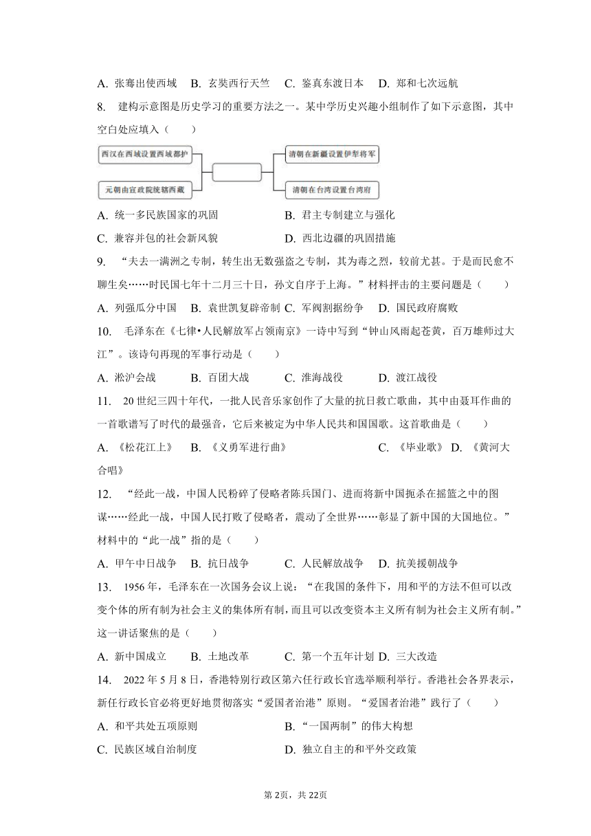 2023年黑龙江省哈尔滨市中考历史试卷（word版，含解析）