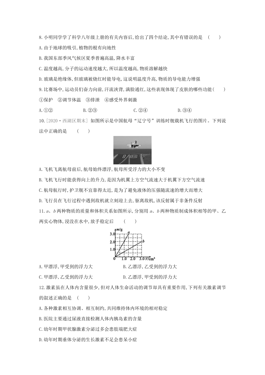 浙教版科学八年级上册同步提优训练：期末综合提升卷（含解析）