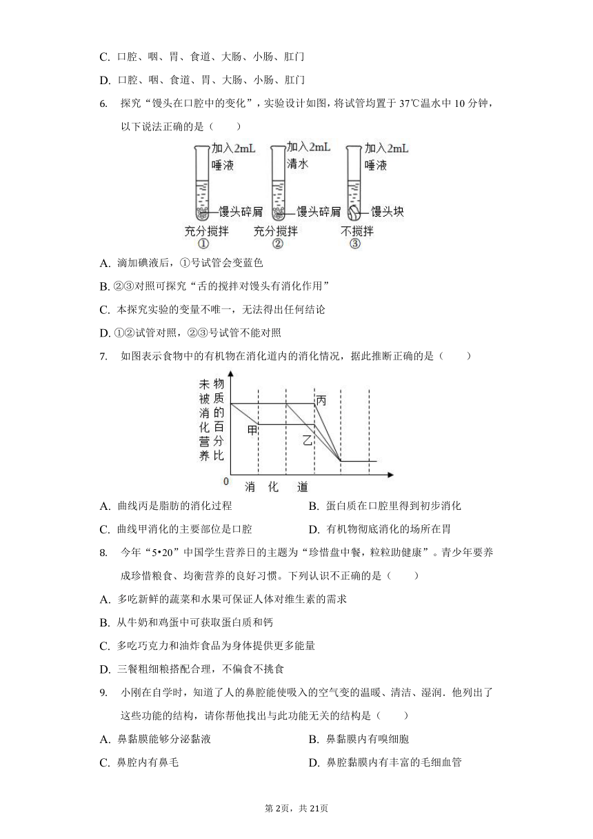 2021-2022学年河南省南阳市邓州市七年级（下）期中生物试卷（word版含解析）