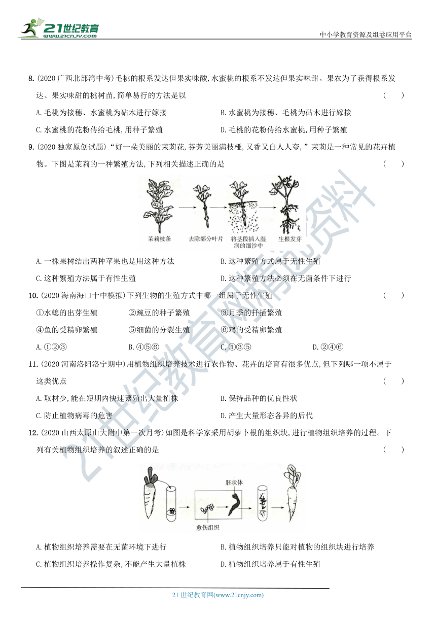 人教版7.1植物的无性生殖 综合测试（含解析）