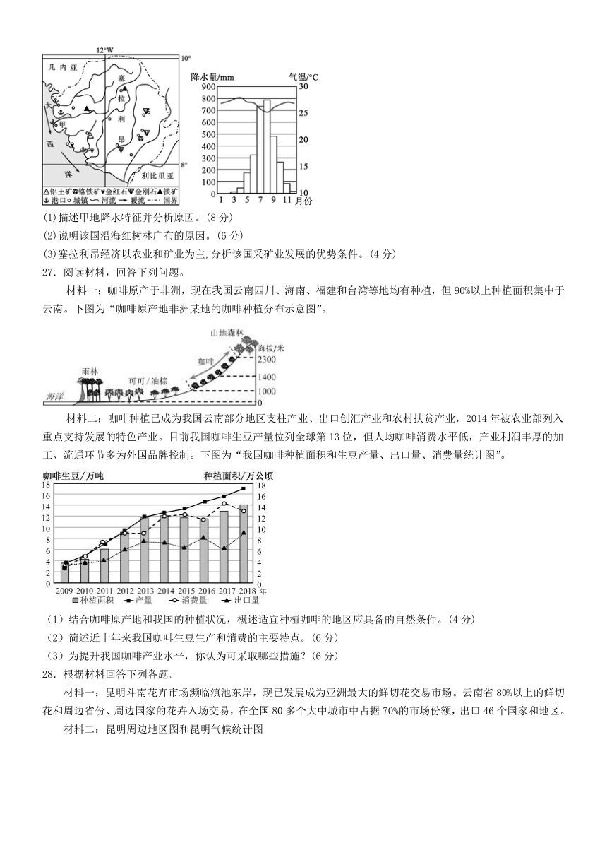 江西省贵溪市实验中学2020-2021学年高二下学期第一次月考（3月）地理试题 Word版含答案