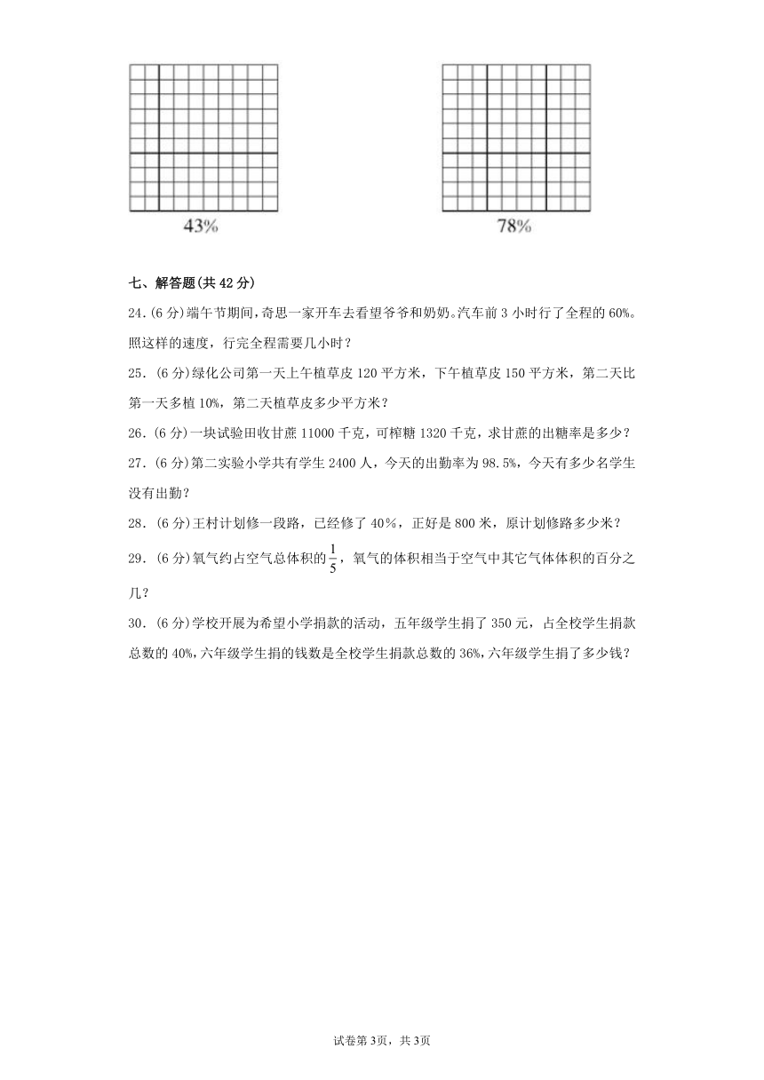 人教版六上第六单元百分数（一）常考易错题综合汇编（一）（含答案）