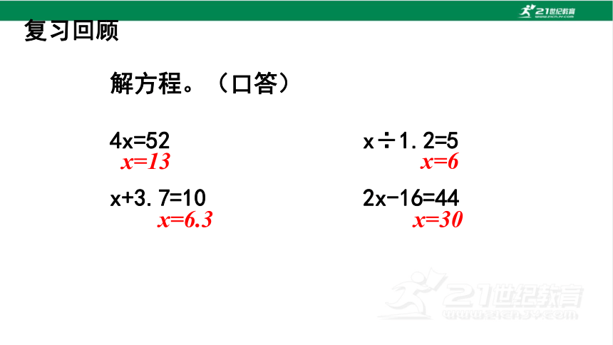 （2022秋季新教材）人教版 五年级数学上册5.7实际问题与方程（1） 课件（共28张PPT)