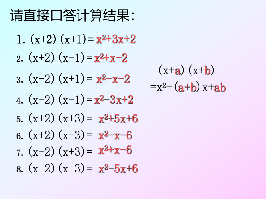 新人教版数学八年级上册14.3.2 因式分解之十字相乘法和分组分解法课件（19张ppt）