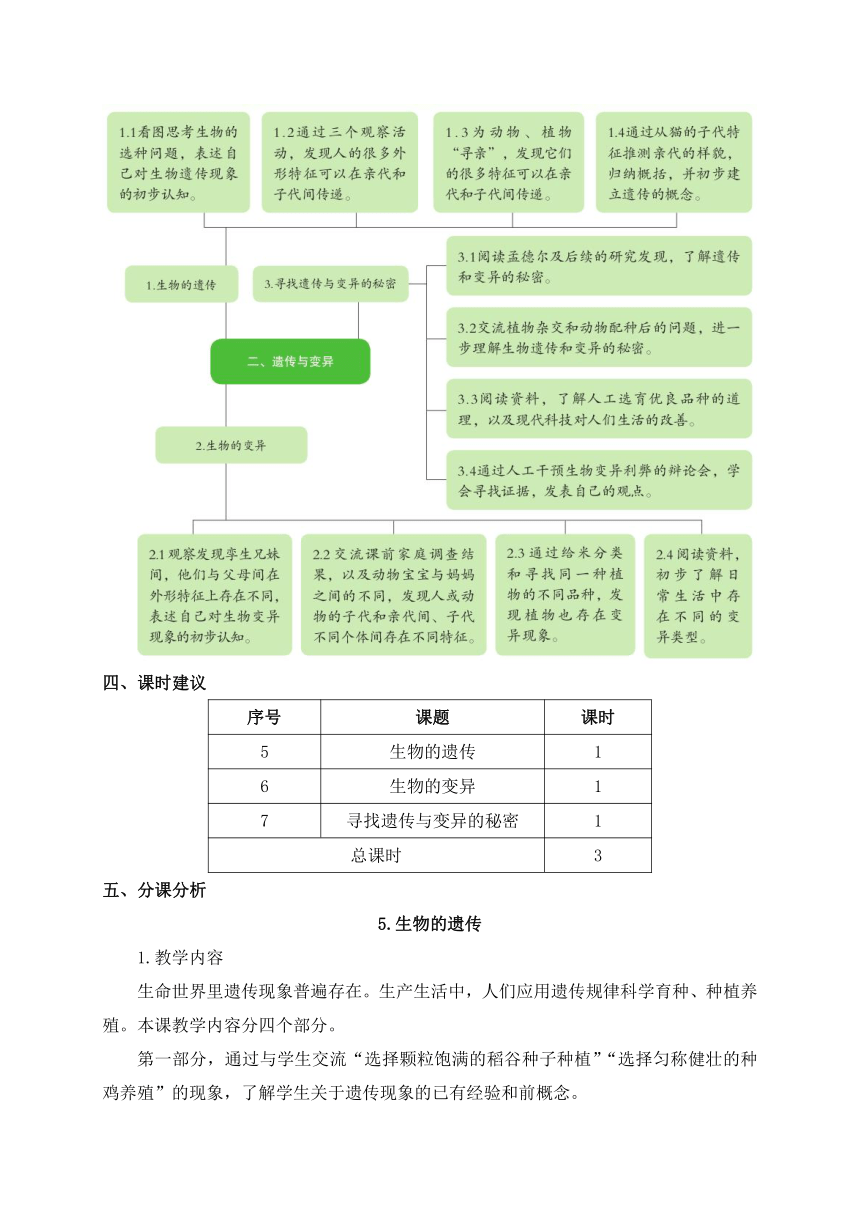 2021年新苏教版科学六年级上册第二单元教材分析