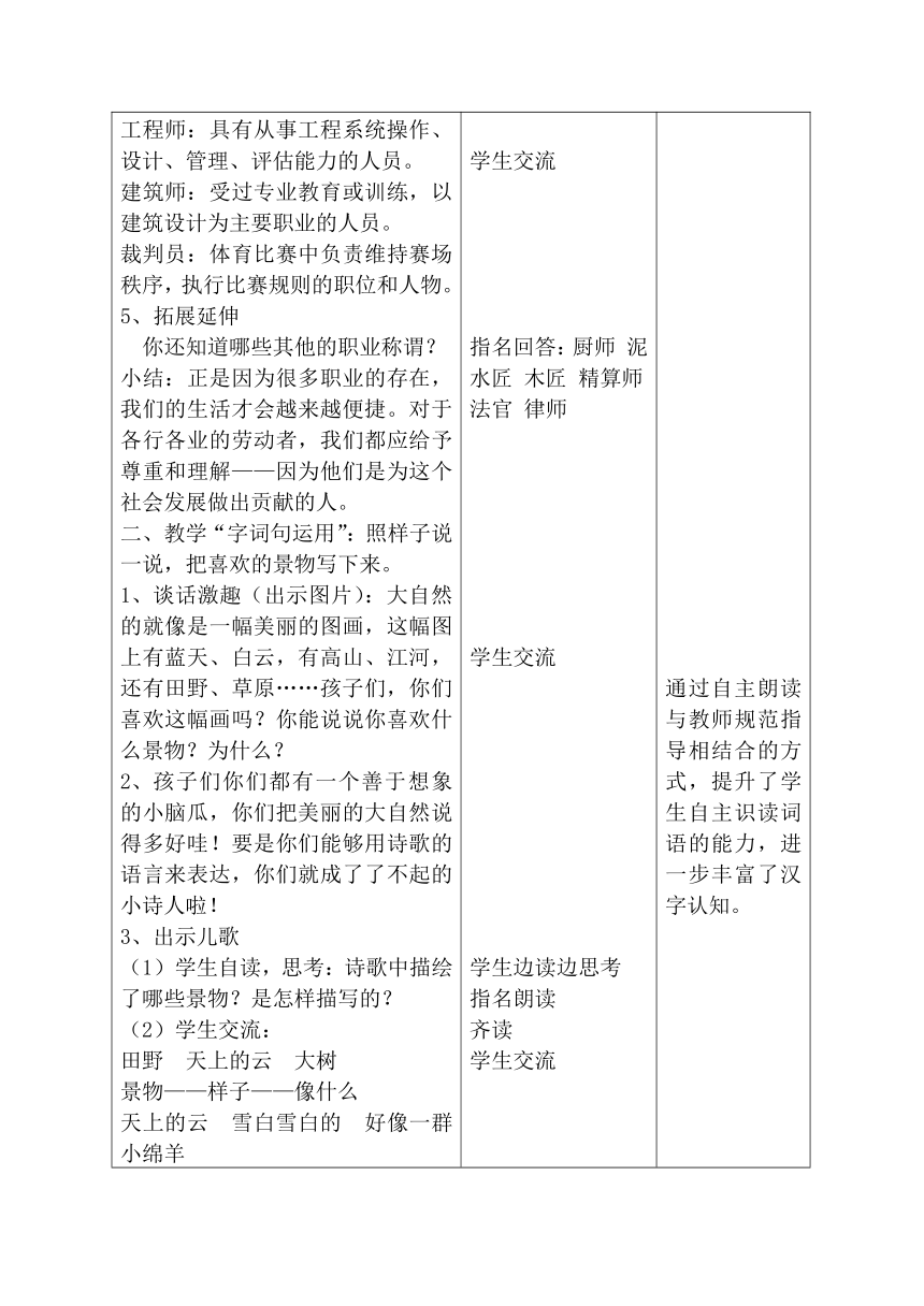 部编版语文二年级下册 第二单元 语文园地二第1课时 电子备课（表格式）